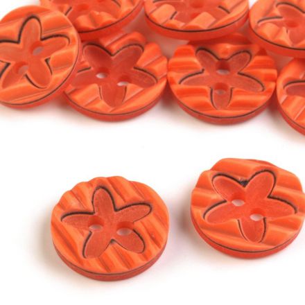 Galanterie: Knoflík květina 15,2 mm - oranžová