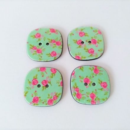 Galanterie: Plastový knoflík 22x22 mm - zelená