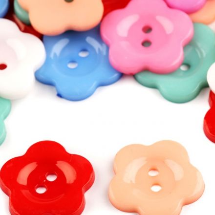 Galanterie: Knoflík květ 22mm (14ks) - mix