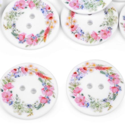 Galanterie: Knoflík s květy 30 mm (1ks)