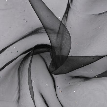Metráž: Organza s hvězdičkami - černá