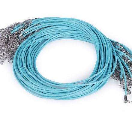 Galanterie: Splétaná šňůrka s karabinkou délka 45 cm - modrá