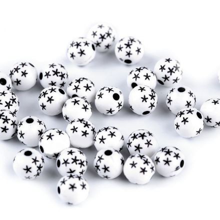 Galanterie: Korálky s hvězdičkami 8 mm (75ks) - bílá