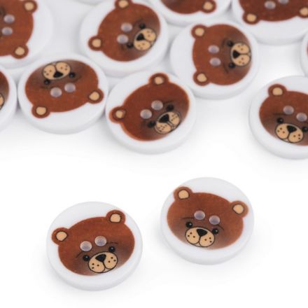 Galanterie: Knoflík plastový 15,4 mm (1ks) - medvídek