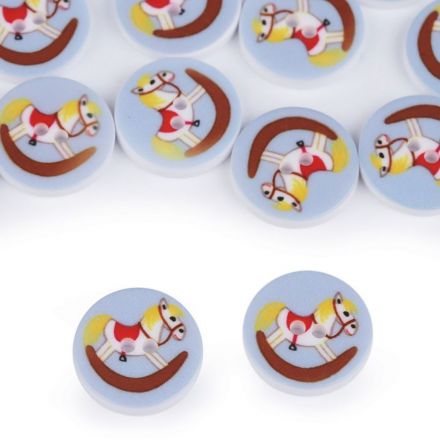 Galanterie: Knoflík plastový 15,4 mm (1ks) - houpací kůň