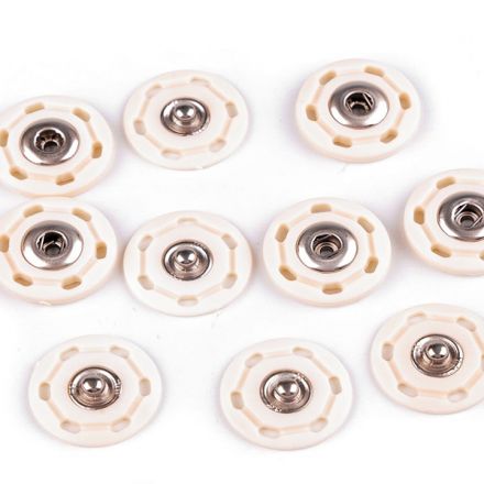 Galanterie: Designové patentky 25 mm (1 pár) - krémová