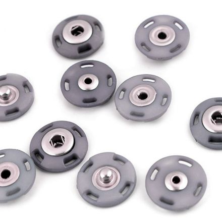 Galanterie: Designové patentky 21 mm (1 pár) - šedá