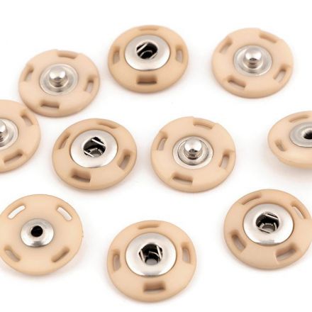 Galanterie: Designové patentky 21 mm (1 pár) - béžová