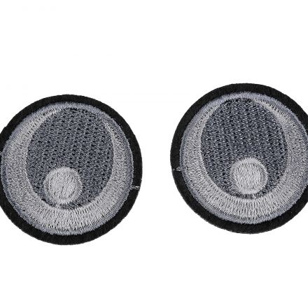 Galanterie: Nažehlovací oči 38 mm (2ks) - šedá