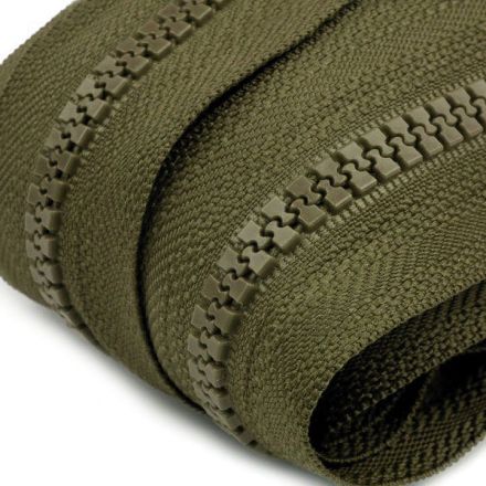 Galanterie: Zip kostěný šíře 5 mm (1m) - khaki