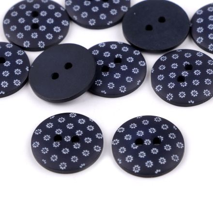 Galanterie: Knoflík modrotisk 18 mm (1ks) - květy