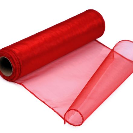 Galanterie: Organza šíře 21 cm (1m) - červená
