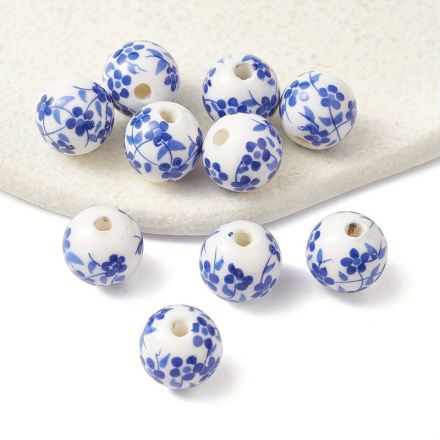 Galanterie: Porcelánové korálky 6 mm (10ks) - modrá tm.