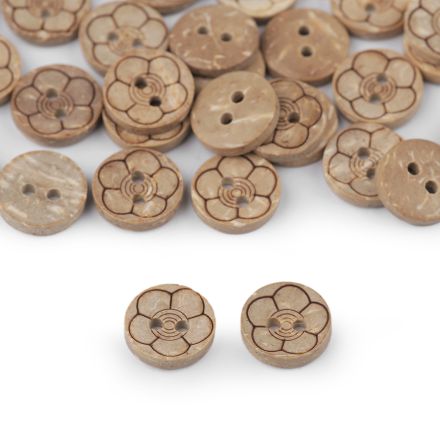 Galanterie: Knoflík kokos 11,5 mm (1ks) - květ
