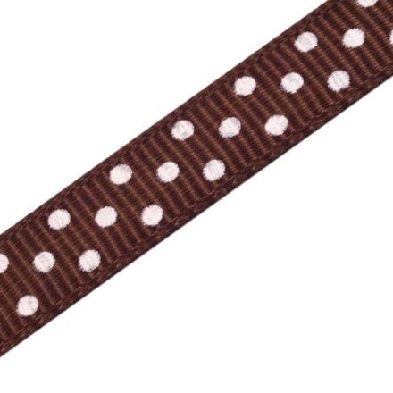 Galanterie: Stuha rypsová puntíček šíře 10 mm (1m) - hnědá