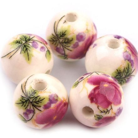 Galanterie: Porcelánové korálky 12 mm (1ks) - fuchsie