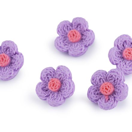 Galanterie: Knoflík 3D květ 17,3 mm (1ks) - fialová