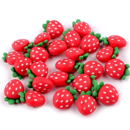 Galanterie: Plastový knoflík 3D jahoda 22 mm (1ks)