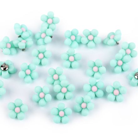 Galanterie: Plastový knoflík 3D květ 14 mm (1ks) - mint