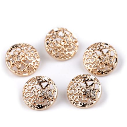 Galanterie: Kovový knoflík 17,8 mm (1ks) - růžové zlato