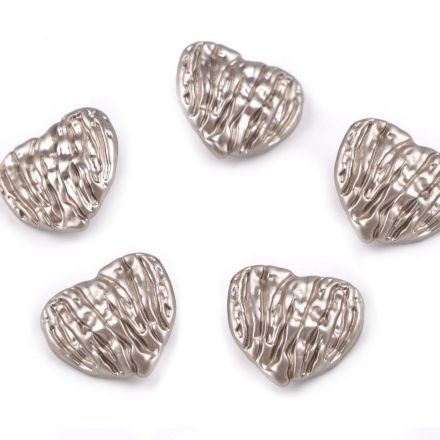Galanterie: Kovový knoflík srdce 18,2 mm (1ks) - nikl