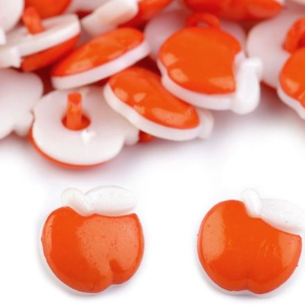 Galanterie: Plastový knoflík jablko (1ks) - oranžová