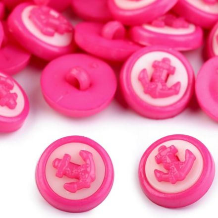 Galanterie: Plastový knoflík kotva 13 mm (1ks) - růžová