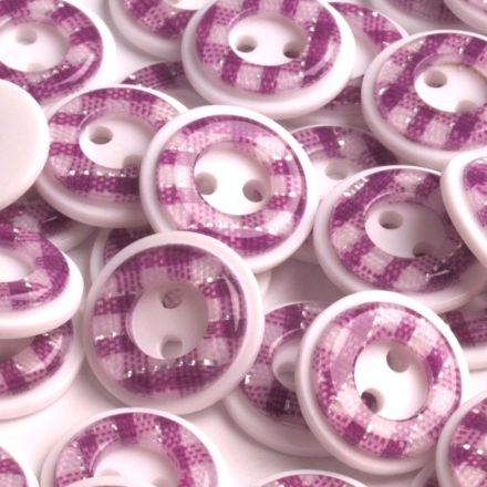 Galanterie: Plastový károvaný knoflík 12,5 mm (1ks) - fialová