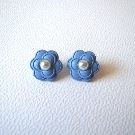 Galanterie: Plastový knoflík květ 17 mm (1ks) - modrá