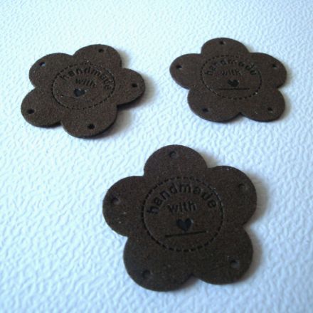 Galanterie: Nášivka / štítek Handmade (1ks) - hnědá