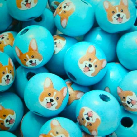 Galanterie: Dřevěné korálky 16 mm (1ks) - modrá