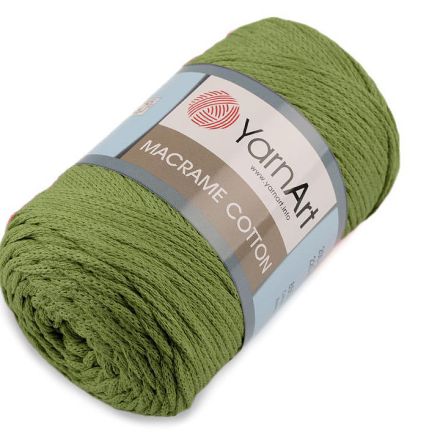 Galanterie: Pletací příze Macrame Cotton 250 g - zelená khaki