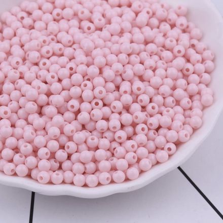 Galanterie: Plastové korálky Color 4 mm (20g) - růžová sv.