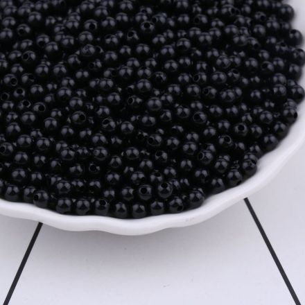Galanterie: Plastové korálky Color 4 mm (20g) - černá