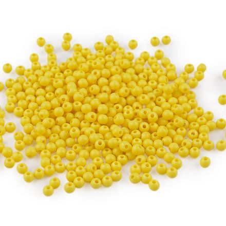 Galanterie: Plastové korálky Color 4 mm (20g) - žlutá