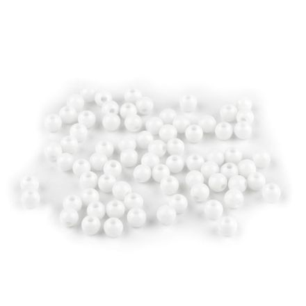 Galanterie: Plastové korálky 6 mm (10g) - bílá