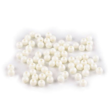 Galanterie: Plastové korálky 6 mm (10g) - krémová