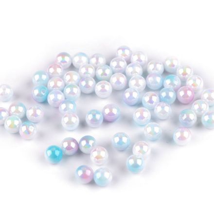 Galanterie: Plastové korálky 6 mm (20g) - modrá-růžová