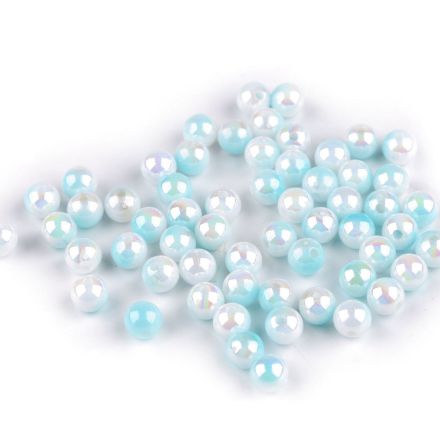 Galanterie: Plastové korálky 6 mm (20g) - modrá