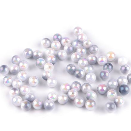 Galanterie: Plastové korálky 6 mm (20g) - šedá