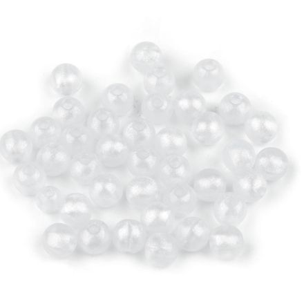 Galanterie: Plastové korálky AB frost efekt 10 mm (20ks) - bílá