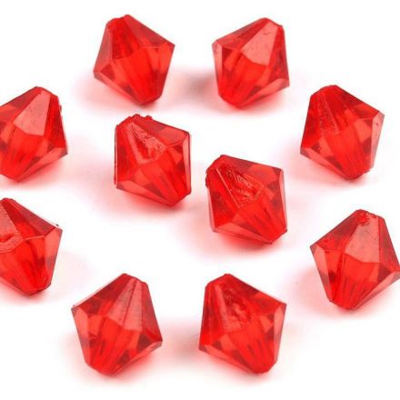 Galanterie: Plastové korálky cínovky 8x8mm (45ks) - červená
