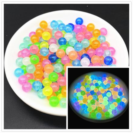 Galanterie: Plastové svítící korálky 10 mm (20g) - mix