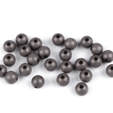 Galanterie: Plastové korálky 8 mm (20ks) - šedá