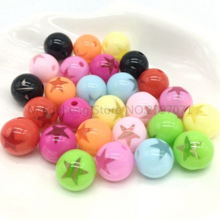 Galanterie: Plastové korálky 12 mm (18ks) - mix
