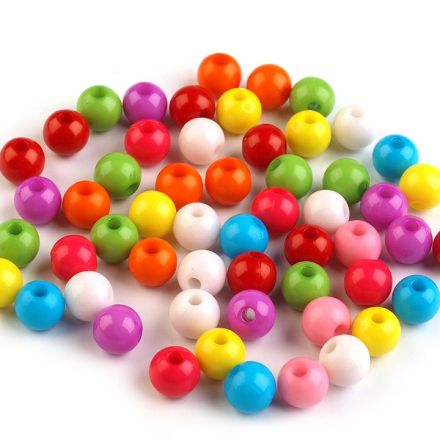 Galanterie: Plastové korálky 7 mm (20g) - mix