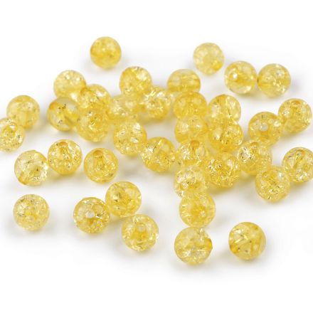 Galanterie: Plastové kraklované korálky 8 mm (25ks) - žlutá