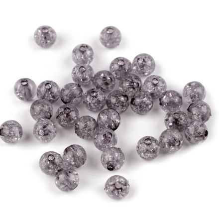 Galanterie: Plastové kraklované korálky 8 mm (25ks) - antracit