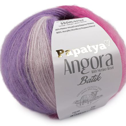 Galanterie: Pletací příze Papatya Angora Batik 100g 