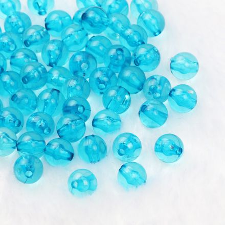 Galanterie: Plastové transparentní korálky 8 mm (40ks) - modrá sv.